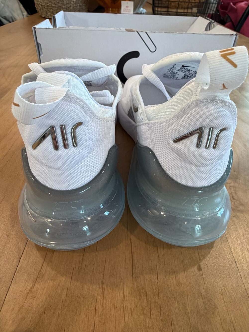 Nike Air Max 270 ESS White Metallic Gold Women's Sneakers DM3080-100 - Picture 5 of 10